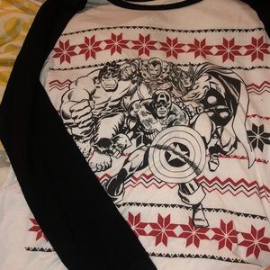 Christmas style long sleeve avengers shirt